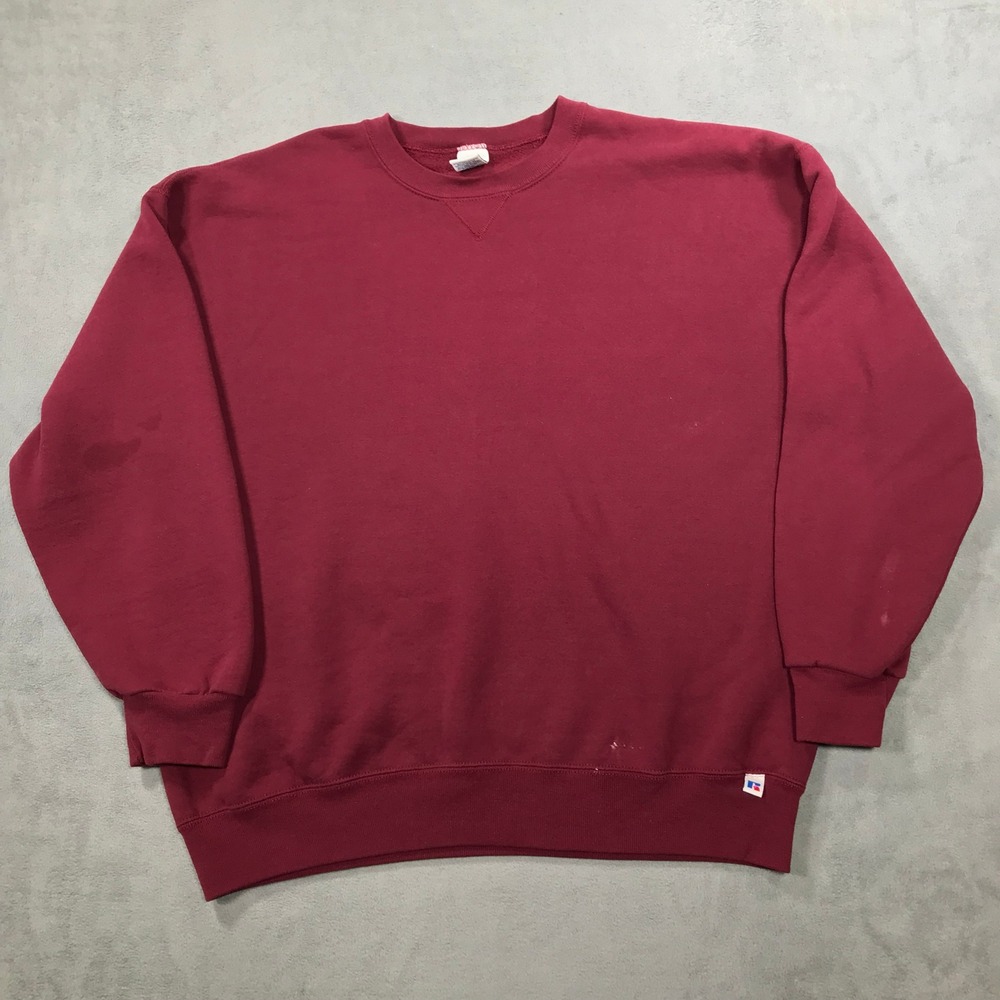 Vintage Russell Athletic Sweatshirt Mens XL Maroon V-Stitch Made in USA Grunge